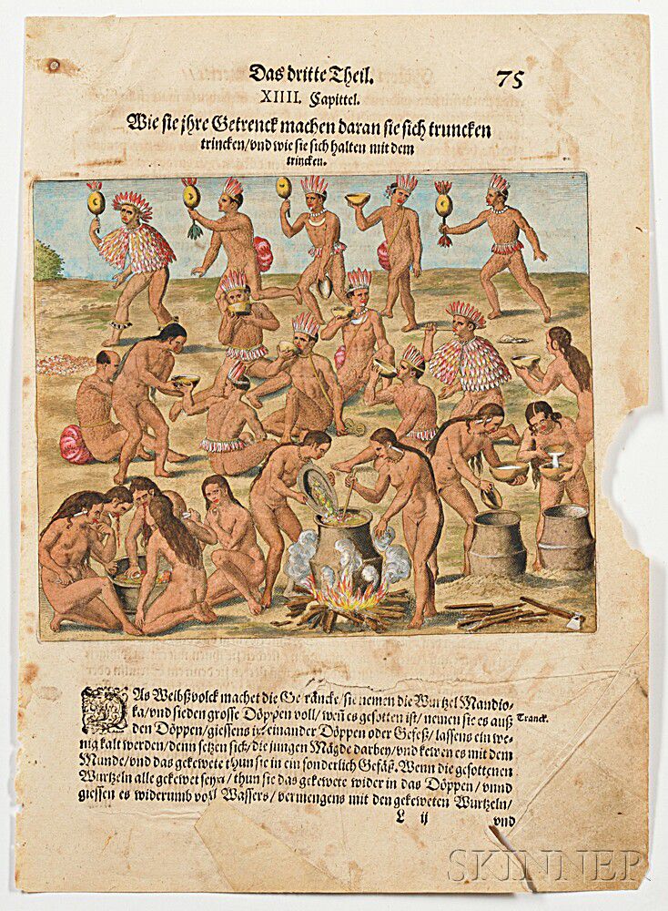 De Bry, Theodor (1528-1598) Eight Hand-colored Illustrations of Native